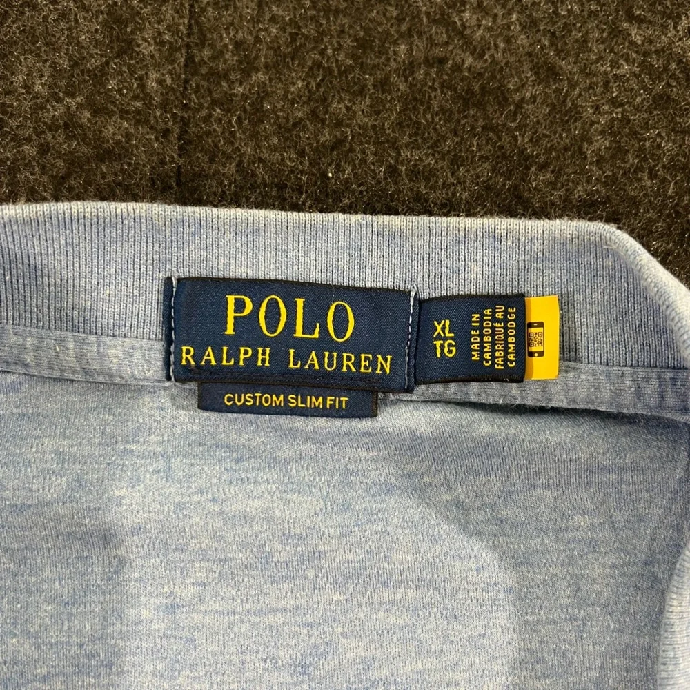 Polo Ralph Lauren Polo Shirt Mens XL Blue Custom Slim Fit Multi Color Pony Logo